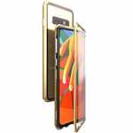 For Samsung Galaxy S10e 360 Protection Magnetic Metal Tempered Glass Case - Gold
