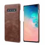 Genuine Leather Matte Back Case Cover for Samsung Galaxy S10 Plus - Dark Brown