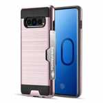 New Brush Hard Hybrid 2-Layer Case with Card Slot For Samsung Galaxy S10 Plus - Rose Gold