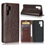 For Huawei P30 Pro Shockproof Flip Card Wallet Leather Case Cover - Coffee