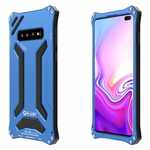 For Samsung Galaxy S10 Plus R-just Shockproof Aluminum Metal TPU Case - Blue