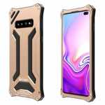 For Samsung Galaxy S10 Plus R-just Shockproof Aluminum Metal TPU Case - Gold