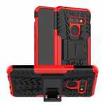 For LG G8 ThinQ Hybrid Shockproof Hard Armor Stand Cover Rugged Protective Case - Red