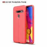 For LG G8 ThinQ Ultra-Slim Shockproof Leather Soft TPU Case Cover - Red