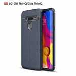 For LG G8 ThinQ Shockproof Leather Skin Soft Rubber TPU Phone Case Cover - Navy