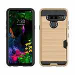 For LG G8 ThinQ Wallet Case Rugged Armor Card Pocket Cover Gold