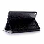 Leather Case for iPad Mini 5 Crocodile Skin Smart Cover - Black