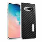 For Samsung Galaxy S10 Luxury Aluminum Metal Frame Carbon Fiber Cover Case - Black&Silver