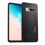 Shockproof Case for Samsung Galaxy S10 Plus Aluminum Metal Carbon Stand Cover - Black