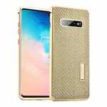 Shockproof Case for Samsung Galaxy S10 Plus Aluminum Metal Carbon Stand Cover - Gold