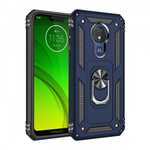 For Motorola Moto G7 Power Case Ring Holder Magnetic Stand Phone Cover - Navy Blue