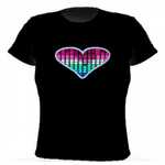 Electro-Luminescent Led Shirt With Music Activated Sweet Heart FM013 Led T Shirt
