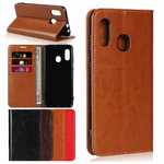 For Samsung Galaxy A30 Genuine Leather Flip Card Holder Wallet Case