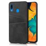 For Samsung Galaxy A30 Shockproof Wallet Card Holder Case Cover - Black