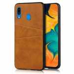 For Samsung Galaxy A30 Shockproof Wallet Card Holder Case Cover - Brown