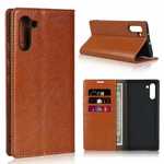For Samsung Galaxy Note 10 Crazy Horse Genuine Leather Case - Brown