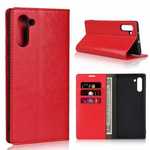 For Samsung Galaxy Note 10 Crazy Horse Genuine Leather Case - Red