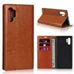 For Samsung Galaxy Note 10 Pro Crazy Horse Genuine Leather Wallet Case - Brown