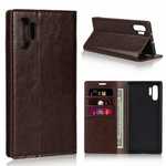 For Samsung Galaxy Note 10 Pro Crazy Horse Genuine Leather Wallet Case - Dark Brown