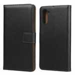 For Samsung Galaxy Note 10 Genuine Leather Card Holder Wallet Flip Stand Case - Black