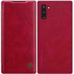 For Samsung Galaxy Note 10 Genuine Nillkin Qin Leather Card Slot Flip Case Cover - Red