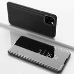 For iPhone 11 Pro Max Mirror Smart Case Clear View Stand Flip Cover - Black