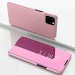 For iPhone 11 Pro Max Mirror Smart Case Clear View Stand Flip Cover - Rose Gold