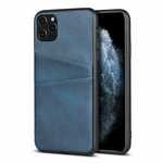 For iPhone 11 Pro Max Shockproof Leather Wallet Credit Card Slot Back Case Cover - Navy Blue