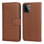 Genuine Leather Card Holder Wallet Flip Stand Case For iPhone 11 Pro Max - Brown