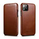 ICARER Curved Edge Vintage Genuine Leather Folio Case For iPhone 11 Pro - Brown