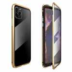 Magnetic Absorption Double Side Tempered Glass Metal Case Cover For iPhone 11 Pro - Gold