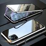 Magnetic Absorption Double Side Tempered Glass Metal Case Cover For iPhone 11 Pro - Silver