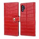Real Cowhide Leather Crocodile Case Cover Wallet Card Stand For Samsung Note 10+ Plus - Red