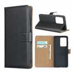 For Samsung Galaxy A51 71 5G Genuine Leather Wallet Card Holder Flip Case - Black