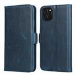 For iPhone 11 Pro - Genuine Leather Wallet Card Case Cover Stand - Dark Blue