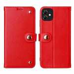 For iPhone 11 Pro Max 100% Genuine Leather Wallet Card Case Cover - Red