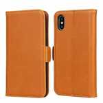 For iPhone XS X Genuine Leather Wallet Card Case Cover Stand - Light Brown