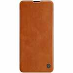 For Samsung Galaxy A51 - Nillkin Qin Leather Case Shockproof Card Slot Flip Case Cover - Brown