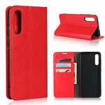 For Samsung Galaxy A70S - Genuine Leather Case Wallet Stand Flip Cover - Red