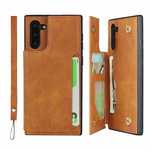 For Samsung Galaxy Note 10 - Leather Wallet Card Holder Back Case Cover - Brown