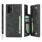 For Samsung Galaxy Note 10 Plus - Leather Wallet Card Holder Back Case Cover - Black