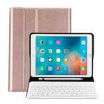 For iPad 10.2 9th Bluetooth Keyboard Leather Case Cover With Pencil Holder - Rose Gold