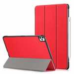 For iPad Pro 11 2020/iPad 7th Gen 10.2 2019 Tri-fold Leather Tablet Case Cover - Red