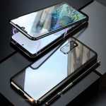 For Samsung Galaxy S20 Ultra 5G Metal Magnetic Front Back Tempered Glass Case - Black