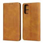 For Samsung Galaxy S20 Ultra Magnetic Leather Card Slot Flip Wallet Case - Brown