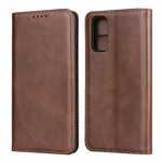 For Samsung Galaxy S20 Ultra Magnetic Leather Card Slot Flip Wallet Case - Dark Brown