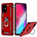 For Samsung Galaxy S20 Ultra - Phone Case 360 Metal Rotating Ring Kickstand Holder Magnetic Car Mount Armor Shockproof Cover Red