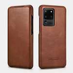 ICARER Vintage Series Genuine Leather Flip Case For Samsung Galaxy S20 Ultra 5G - Brown
