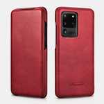 ICARER Vintage Series Genuine Leather Flip Case For Samsung Galaxy S20 Ultra 5G - Red