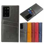 For Samsung Galaxy S22 Ultra Slim PU Leather Back Hard Case Credit Card Holder